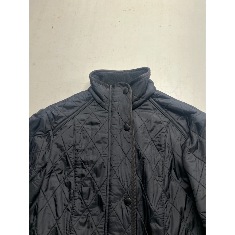 Barbour Cavalry Polarquilt Quilted Jacket Black Button Fleece Lined Women Sz 4 - Picture 4 of 9
